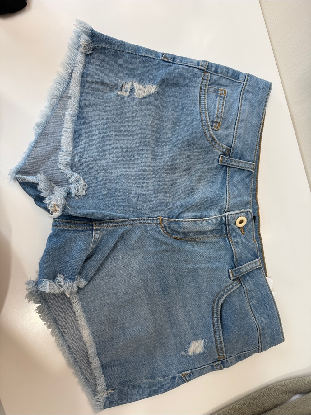 Liu Jo Light Blue Frayed Denim Cutoff Shorts